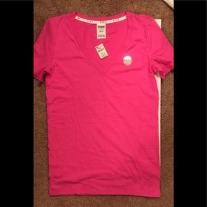 NWT Victoria Secret PINK Magenta V-next T-shirt